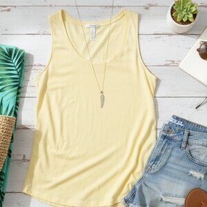 Maurices 24/7 Yellow Scoop Neck Basic Tank Top